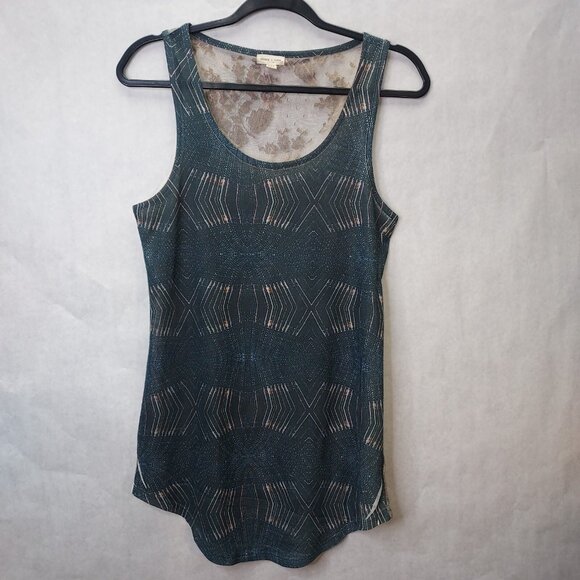 Silence + Noise Tank Top Women's Sm Lace Back Blue Sleeveless Tunic Sheer Boho - Picture 1 of 9